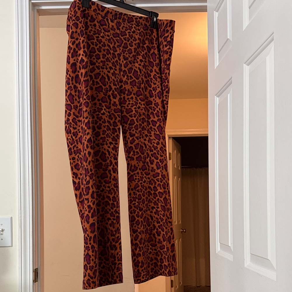 Iman Women’s Leopard Print Wide-Leg Pants - Rust/Purple